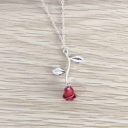 Falling Rose Pendant Golden Adjustable Chain